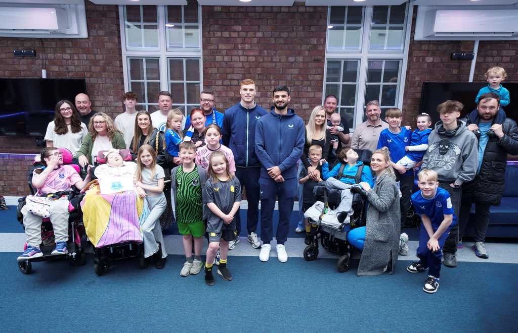Group photo of EFC players at Claire House Liverpool Easter 2025