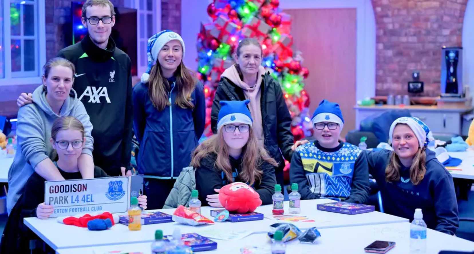 Everton players visit Claire House Liverpool in the run up to Christmas 2024 (Photo: Everton FC)