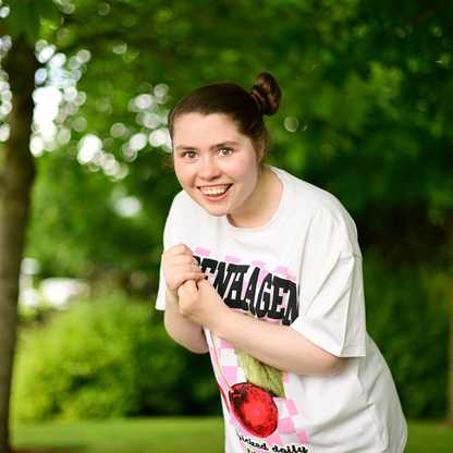 Keely in hospice garden